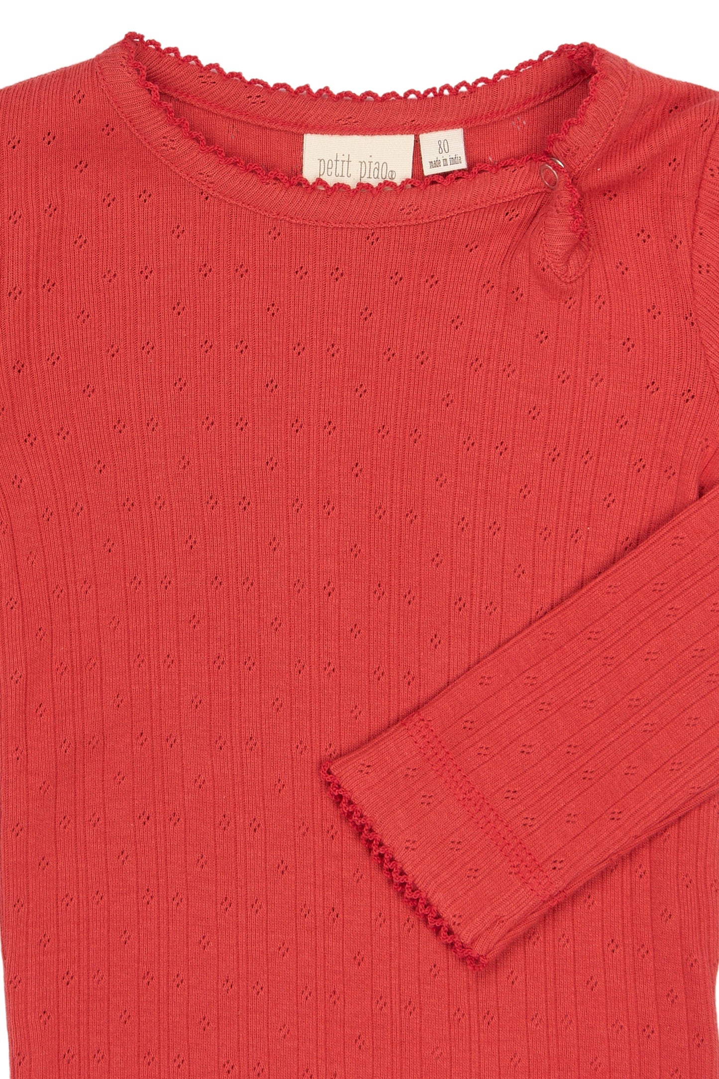PPSuze L_S Pointelle Baby Body/Molten Lava Red