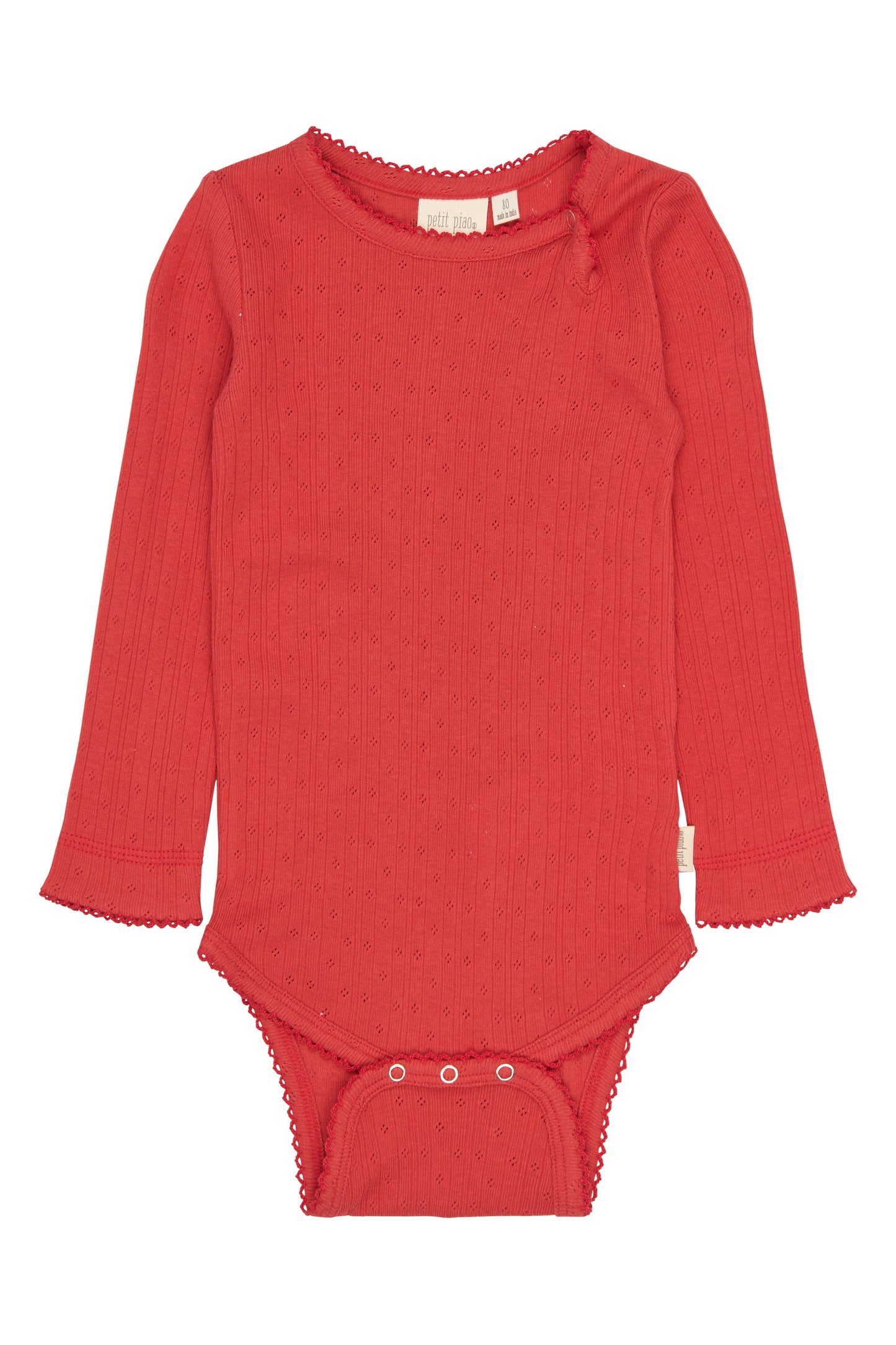 PPSuze L_S Pointelle Baby Body/Molten Lava Red