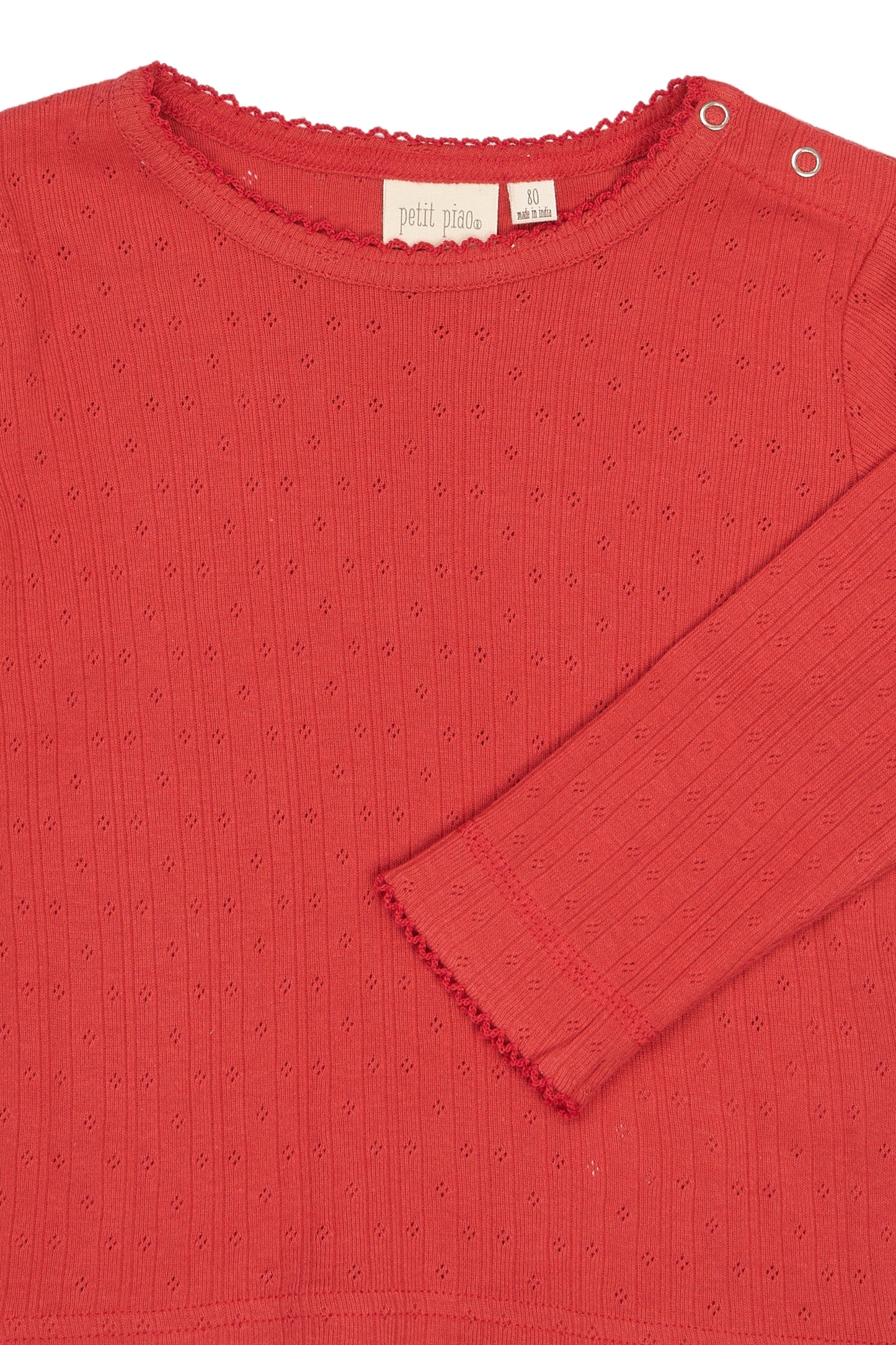 PPSuze L_S Pointelle Baby Tee/Molten Lava Red