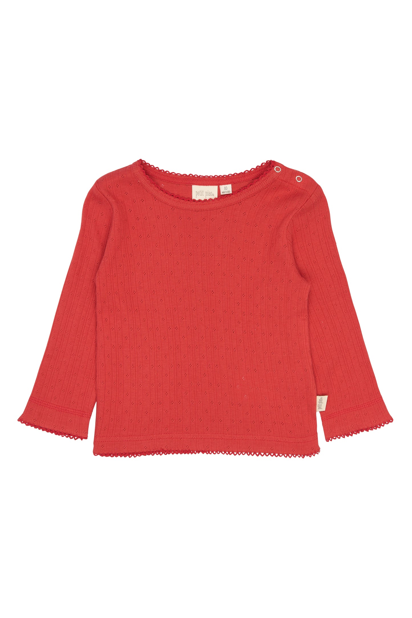 PPSuze L_S Pointelle Baby Tee/Molten Lava Red