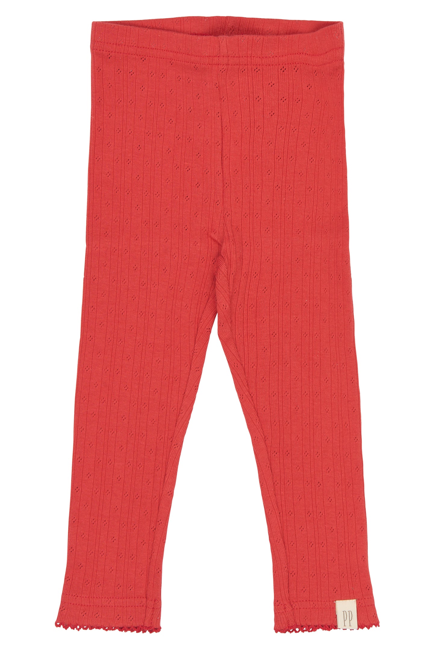 PPSuze Pointelle Baby Leggings/Molten Lava Red