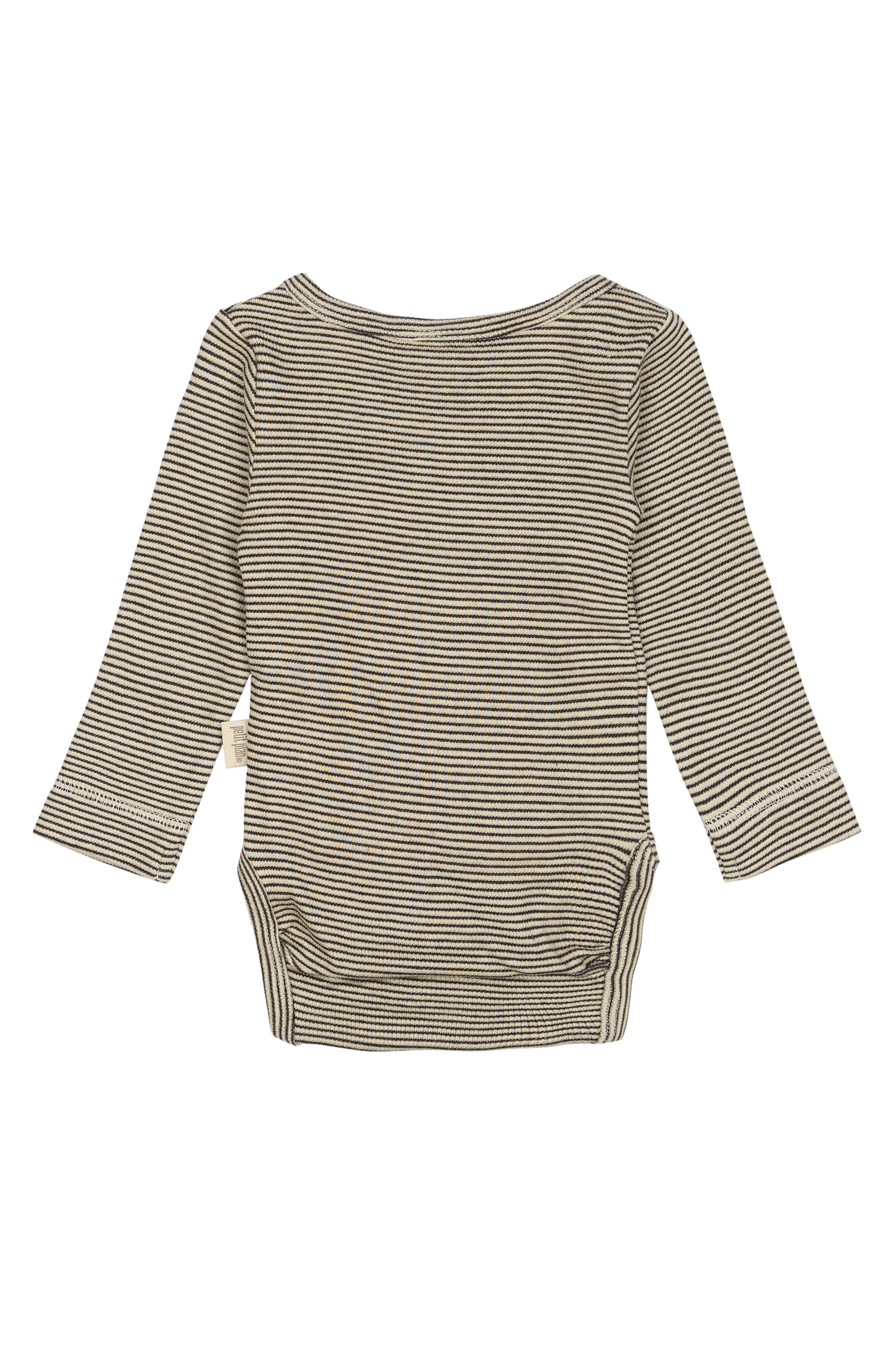 PPDian Baby Body L/S fold over stripe NB NOOS/Coffee Bean/Dark Off White