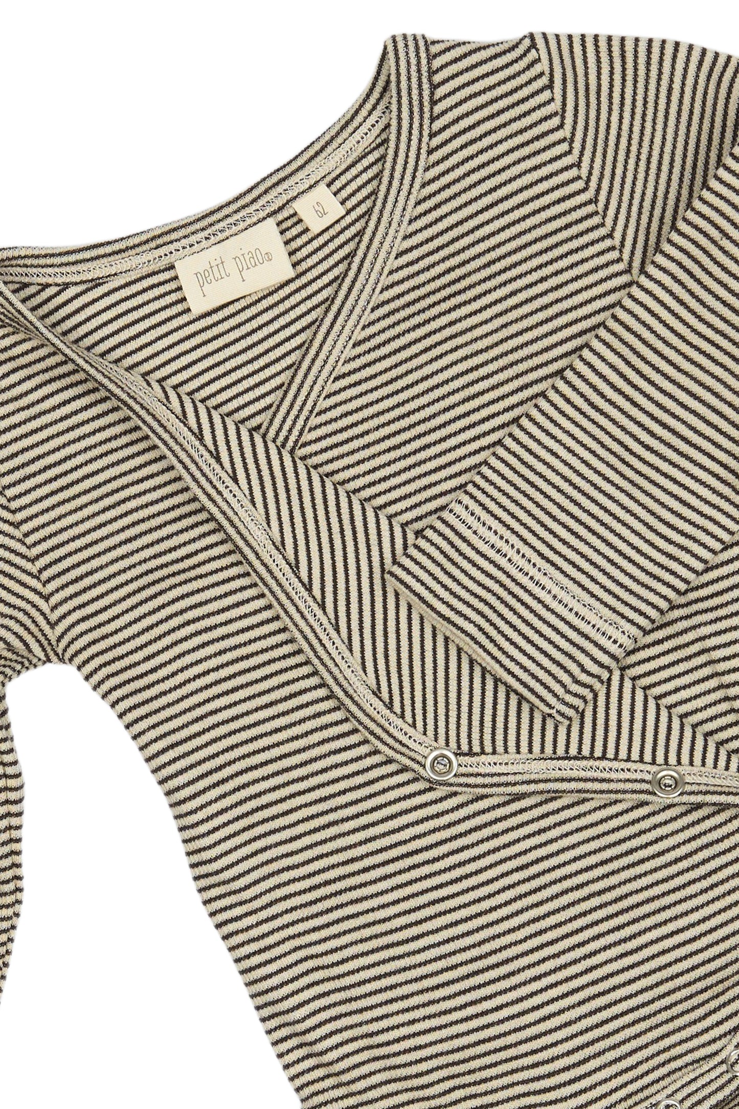 PPDian Baby Body L/S fold over stripe NB NOOS/Coffee Bean/Dark Off White