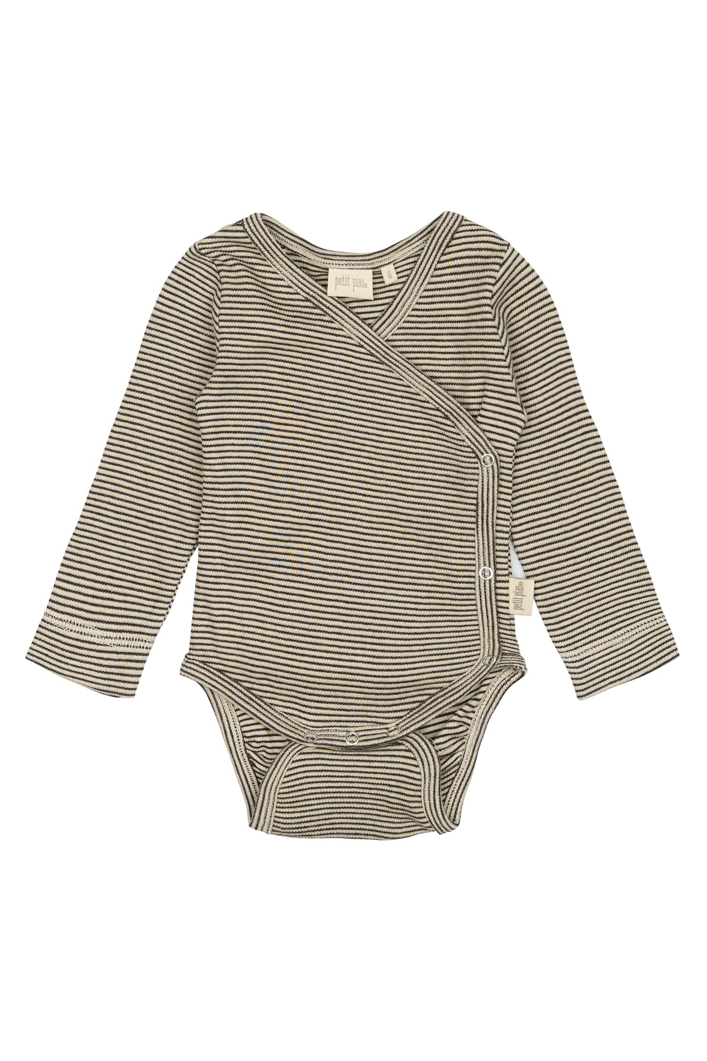 PPDian Baby Body L/S fold over stripe NB NOOS/Coffee Bean/Dark Off White