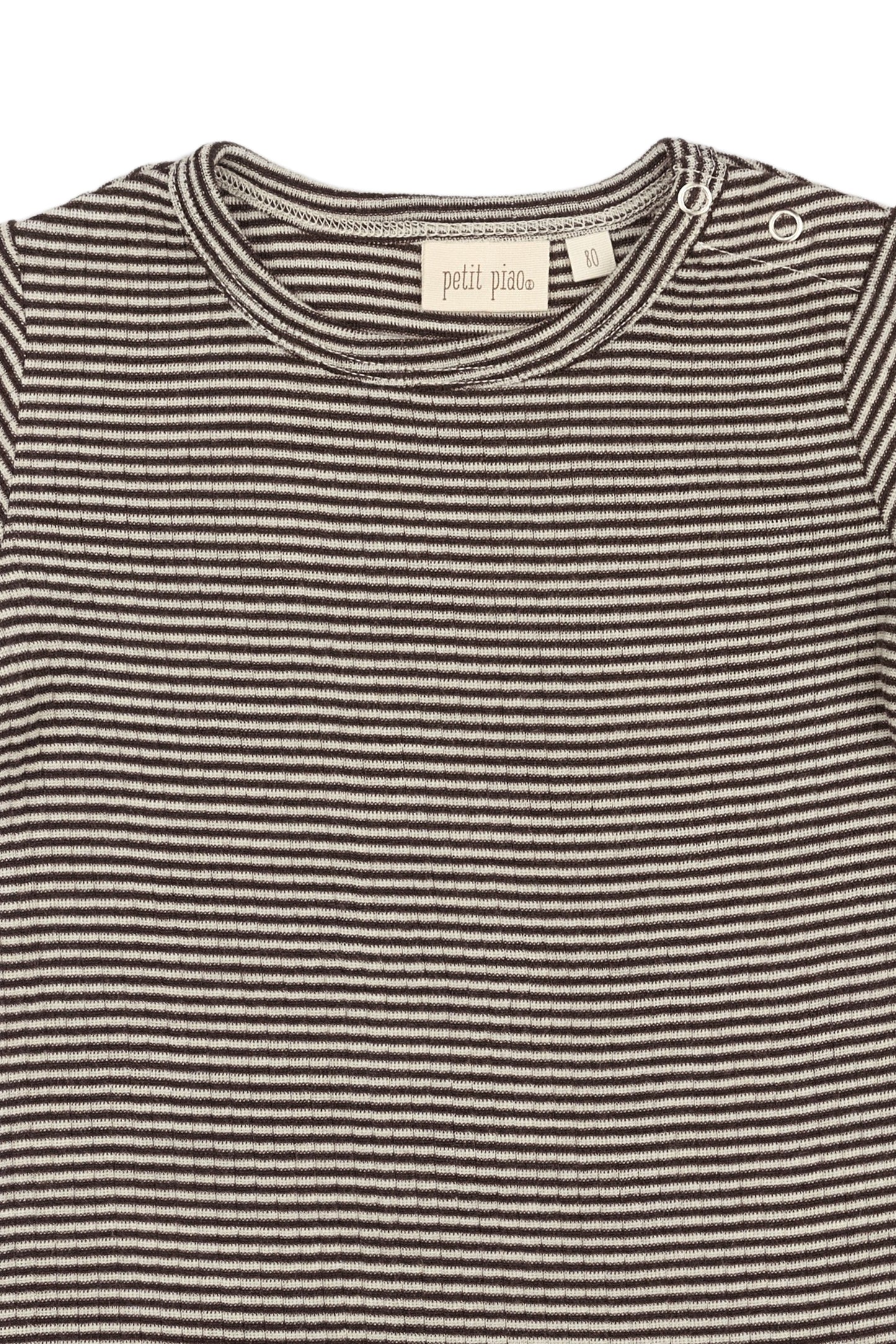 Baby PPDante T-Shirt L/S Meriono Wool Striped/Coffee Bean/Dark Off White