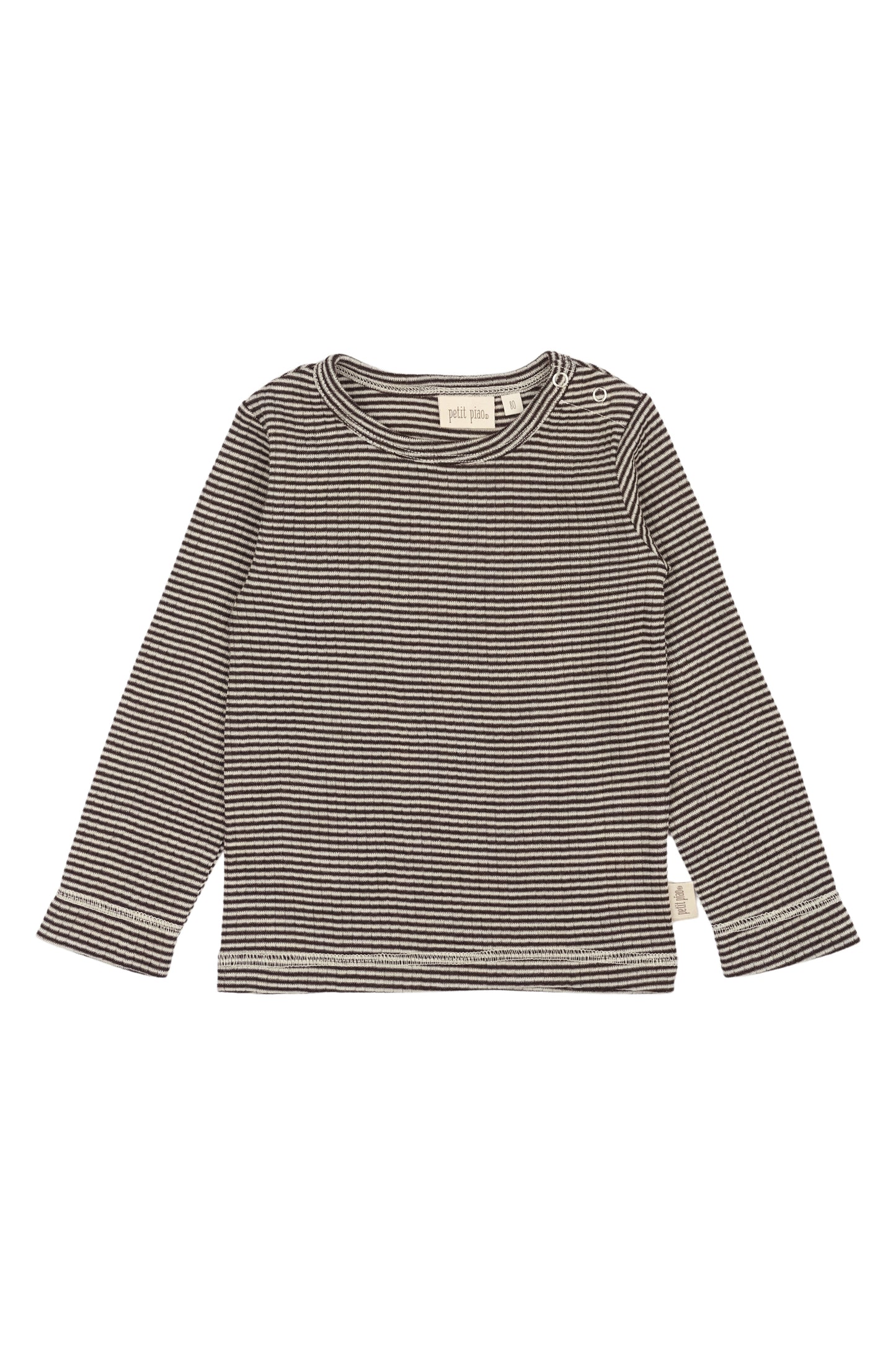 Baby PPDante T-Shirt L/S Meriono Wool Striped/Coffee Bean/Dark Off White