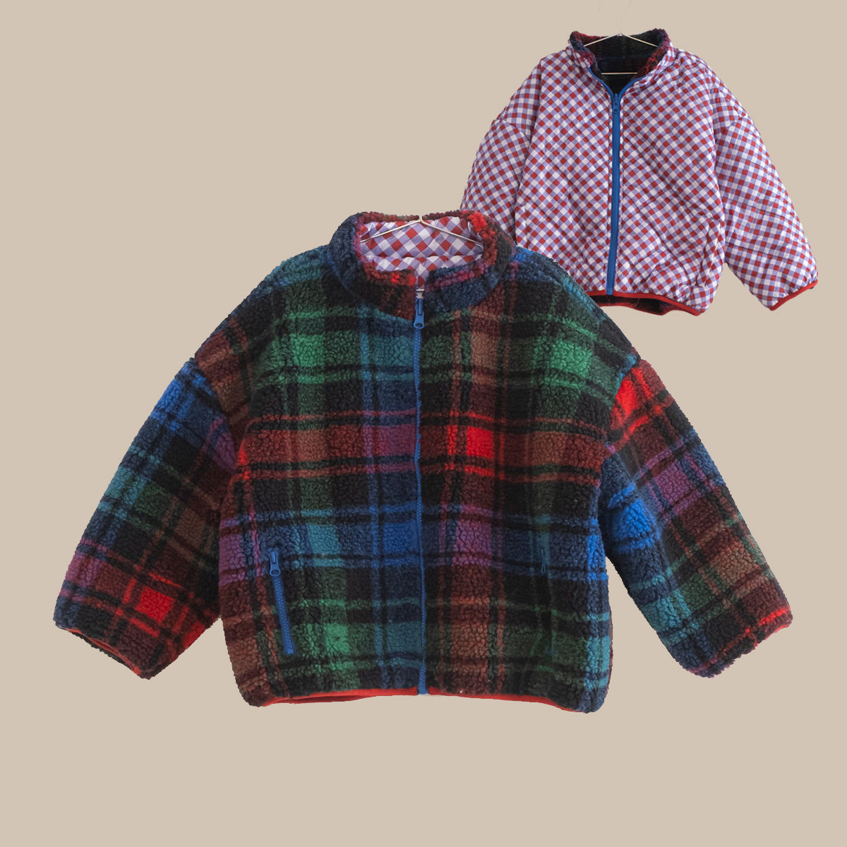 MULTICOLOR CHECKS REVERSIBLE JACKET/MULTICOLOR WOVEN