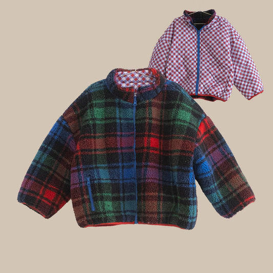 MULTICOLOR CHECKS REVERSIBLE JACKET/MULTICOLOR WOVEN