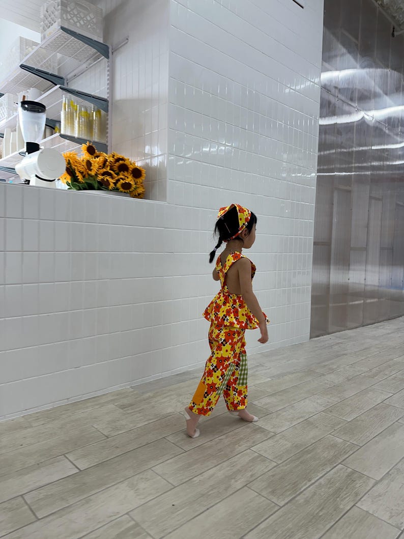 Bandana,Apron,pants 3Set/Red Floral