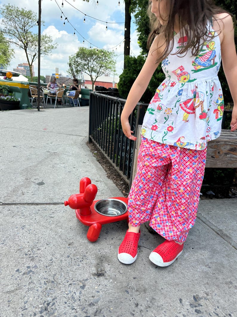 Bandana,Apron,pants 3Set/Red Floral