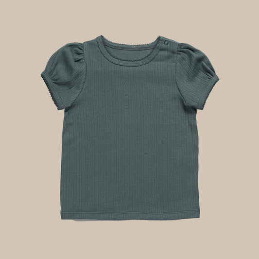 Pointelle T-shirt in Storm