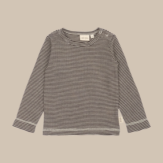 Baby PPDante T-Shirt L/S Meriono Wool Striped/Coffee Bean/Dark Off White