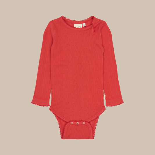 PPSuze L_S Pointelle Baby Body/Molten Lava Red