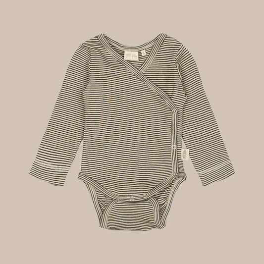 PPDian Baby Body L/S fold over stripe NB NOOS/Coffee Bean/Dark Off White
