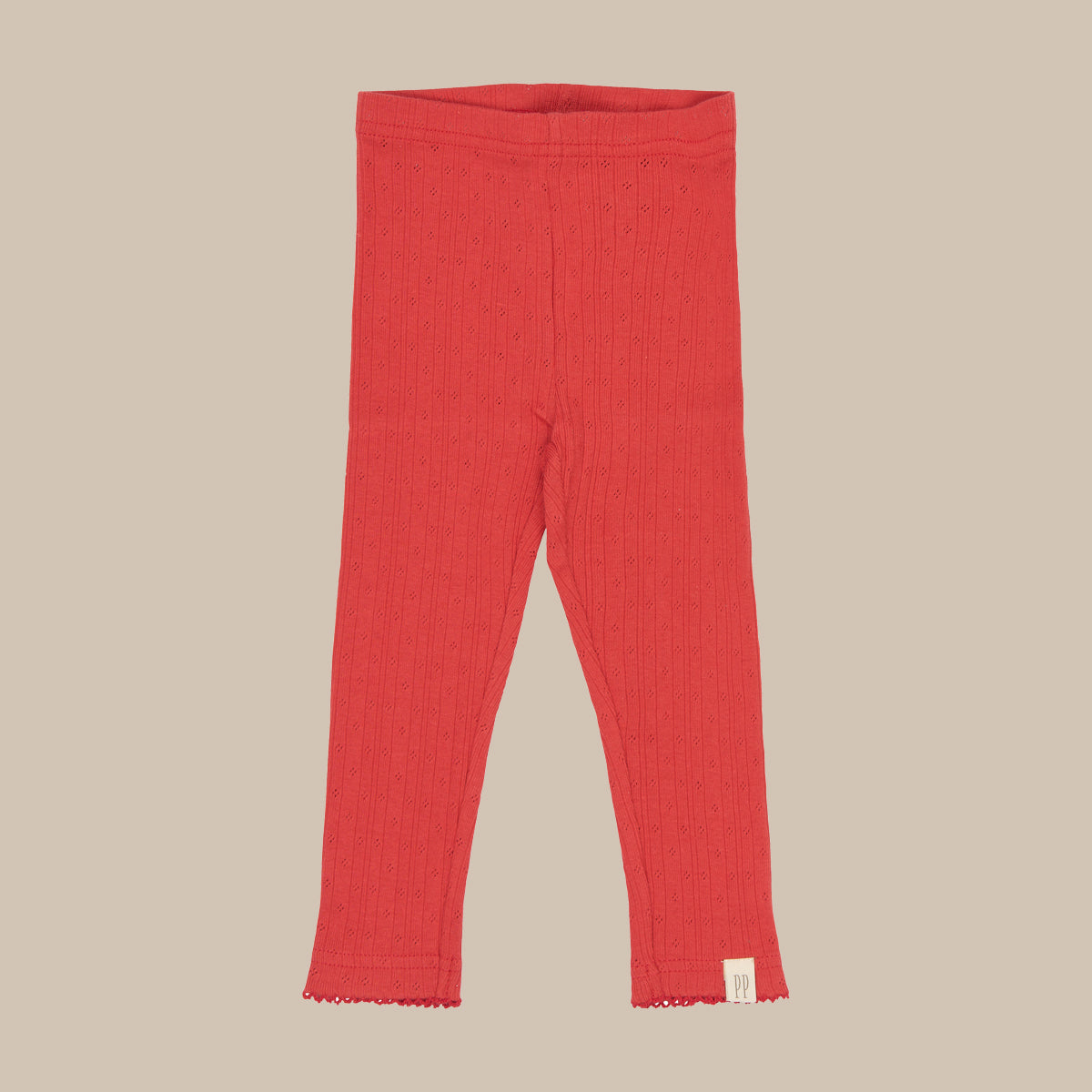 PPSuze Pointelle Baby Leggings/Molten Lava Red