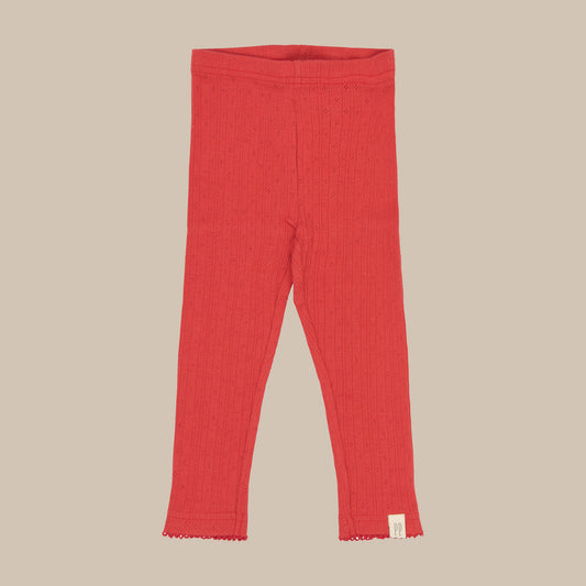 PPSuze Pointelle Baby Leggings/Molten Lava Red