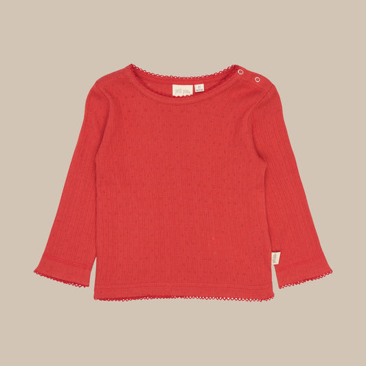 PPSuze L_S Pointelle Baby Tee/Molten Lava Red