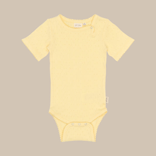 PPSuze S_S Pointelle Baby Body/Mellow Yellow