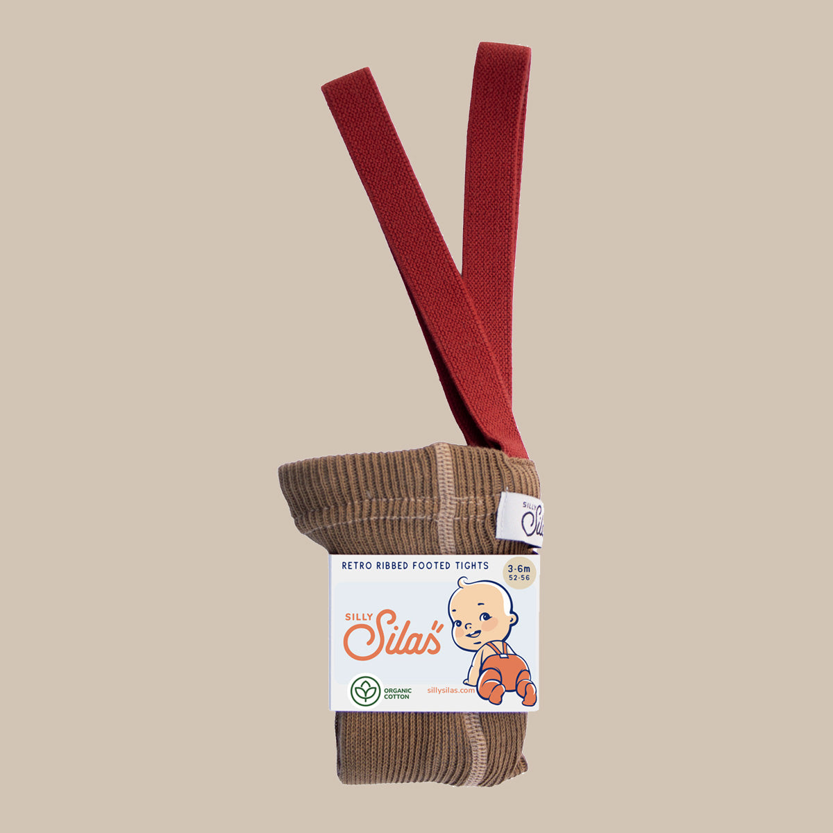 Retro Ribbed Suspender Tights_Acorn Brown x Maple Leaf