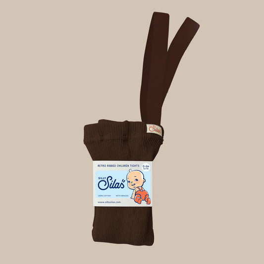 Retro Ribbed Suspender Tights_Chocolate Brown