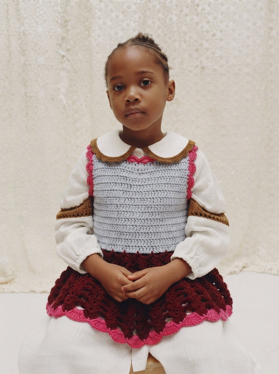 Peplum Top MEI/Burgundy/Pink Pattern